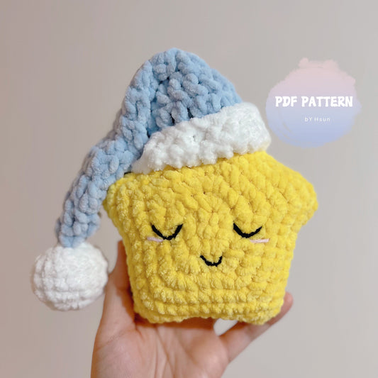 Sleepy Star Crochet Pattern | PDF Download | Beginner Friendly | Low Sew | Amigurumi Stuffed Plushie